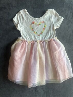 Cat & Jack White Bodice Pastel Pink and Cream Tulle Dress 3T